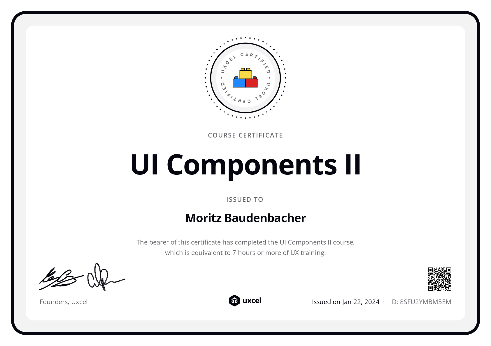Moritz Baudenbacher's certificate